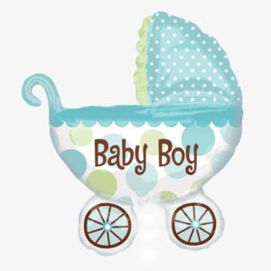 Baby Boy Pram baby shower foil balloon 77x62cm helium quality, Auckland NZ