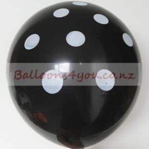 Black white polka dots party balloon 12 inch helium quality, Auckland NZ
