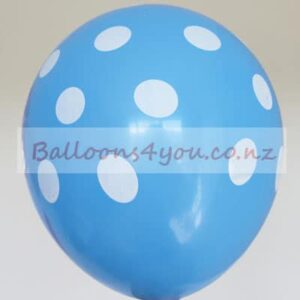 Light blue white polka dots party balloon 12 inch helium quality, Auckland NZ