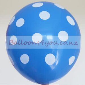 Blue white polka dots party balloon 12 inch helium quality, Auckland NZ