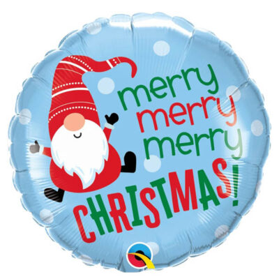 Merry Christmas gnome foil balloon 18 inch Qualatex, Auckland NZ