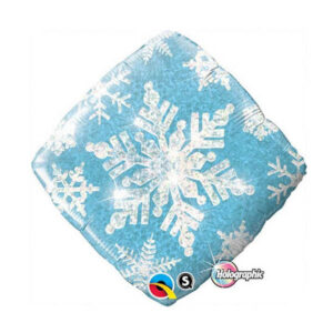 Diamond foil holographic snowflake blue balloon 18 inch Qualatex, Auckland NZ