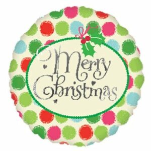 Merry Christmas polka dots foil balloon 32cm, party Auckland NZ