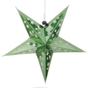 Green 3D paper star lantern 30cm 60cm 90cm, party ceiling decoration Auckland NZ