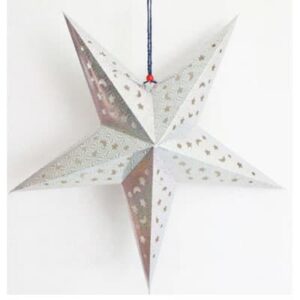 Silver 3D paper star lantern 30cm 60cm 90cm, party ceiling decoration Auckland NZ