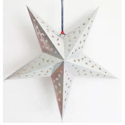 3D Paper Star Lantern 30cm SILVER Silver 3D paper star lantern 30cm 60cm 90cm, party ceiling decoration Auckland NZ