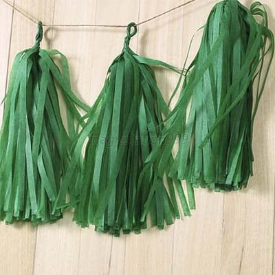 Dark Green Tissue Paper Tassels