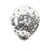 Clear Balloons with Black confetti