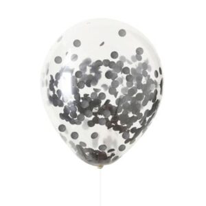 Clear Balloons with Black confetti