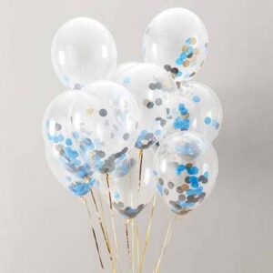 Clear Balloons with Blue Black gold