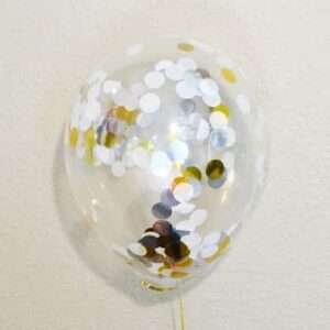 Clear Balloons with Gold White Confetti