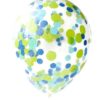 Clear Balloons with Lime DarkBlue LightBlue Confetti