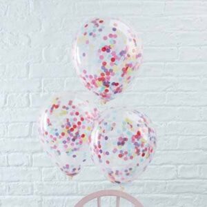 Clear Balloons with rainbow confetti