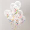 Clear Balloons with rainbow confetti