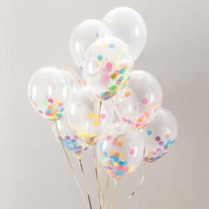 Clear Balloons with rainbow confetti