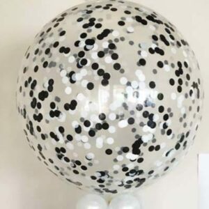 Giant Clear Balloons with Black White confetti
