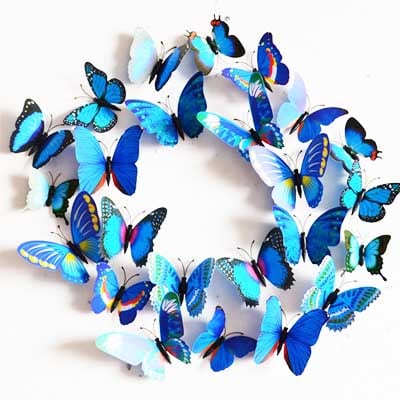 3D Blue Butterfly Blue 3D butterfly wall art stickers 12 pieces PVC, home decoration Auckland NZ