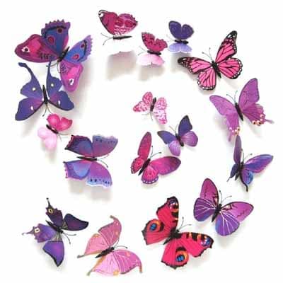 3D Butterfly Purple 3D butterfly wall art stickers 12 pieces PVC, home decoration Auckland NZ