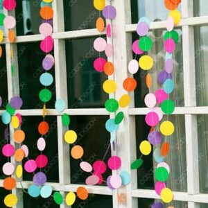 Paper circles garland 4m rainbow colours, party decoration Auckland NZ
