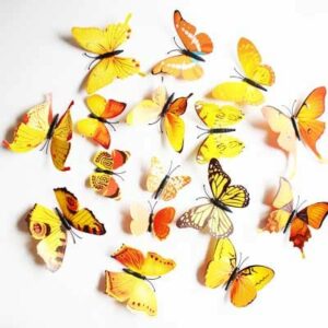 Yellow 3D butterfly wall art stickers 12 pieces PVC, home decoration Auckland NZ