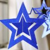 Glitter blue hollow star paper garland backdrop 7 pieces, party Auckland NZ