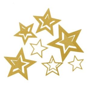 Glitter gold hollow star paper garland backdrop 7 pieces, party Auckland NZ