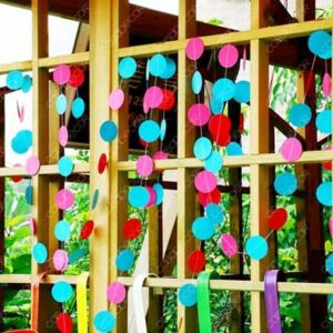 Paper circles garland 4m blue pink, party decoration Auckland NZ
