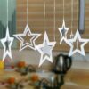 Glitter silver hollow star paper garland backdrop 7 pieces, party Auckland NZ