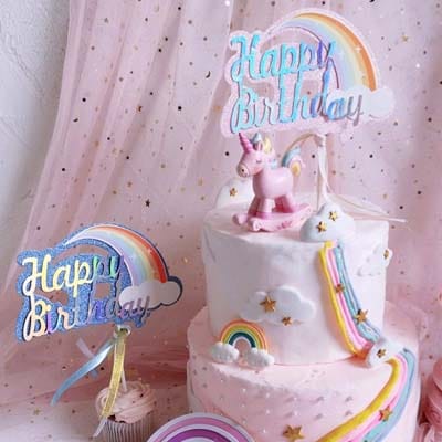 Birthday Cake Topper - Rainbow Happy Birthday Birthday Cake Topper - Rainbow Happy Birthday