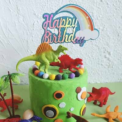 Birthday Cake Topper - Rainbow Happy Birthday BLUE