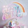 Birthday Cake Topper - Rainbow Happy Birthday PINK