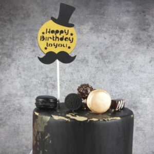 Birthday cake topper - Black Mustache
