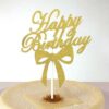 Birthday cake topper - Gold Bow Knot