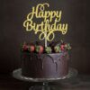 Birthday cake topper - Gold Script Happy Birthday