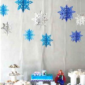 Blue snowflake paper garland backdrop 6 pieces, Christmas party Auckland NZ