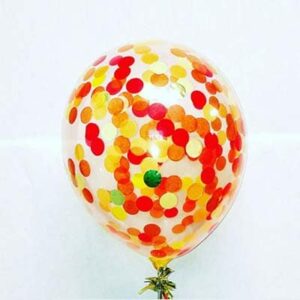 Clear balloons with Red Yellow Orange Confetti