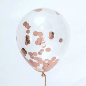 Clear balloons with Rosa Gold Confetti