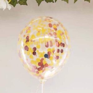 Clear balloons with Rose Gold Yellow confetti