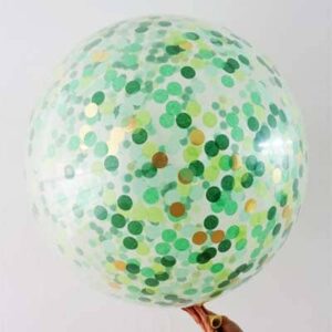 Giant Clear Balloons with Green Mint Gold Confetti