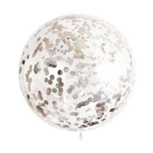 Giant Clear Balloons with Silver white confetti