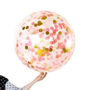 Giant Clear balloons with Red Gold Pink White confetti