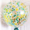 Giant Clear balloons withe Gold Green confetti