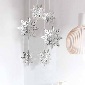 Silver snowflake paper garland backdrop 6 pieces, Christmas party Auckland NZ