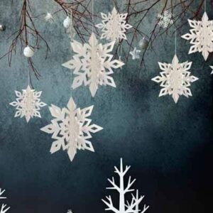 White snowflake paper garland backdrop 6 pieces, Christmas party Auckland NZ