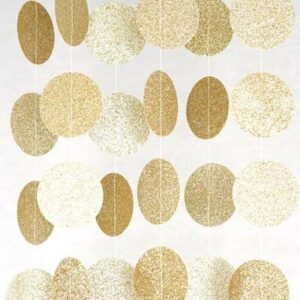 Paper circles garland 4m glitter champagne, party decoration Auckland NZ