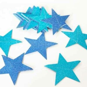Dark and light blue glitter stars garland backdrop 4m, party decoration Auckland NZ