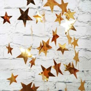 Gold stars paper garland backdrop 4m, party decoration Auckland NZ