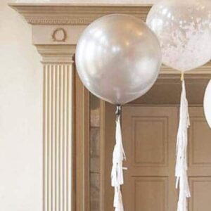 Giant Jumbo Latex Balloon 90cm Round -- Silver