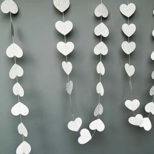 Silver glitter heart garland backdrop 4m, party decoration Auckland NZ