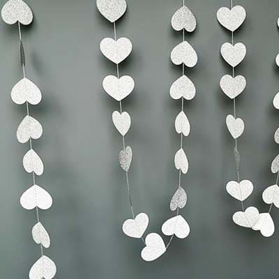 Silver Hearts Garland BackDrop Silver glitter heart garland backdrop 4m, party decoration Auckland NZ